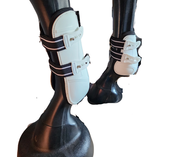 White Open Fronted Stud Jump Boots