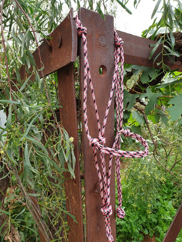 Rope Halter - Pink/Black/Silver