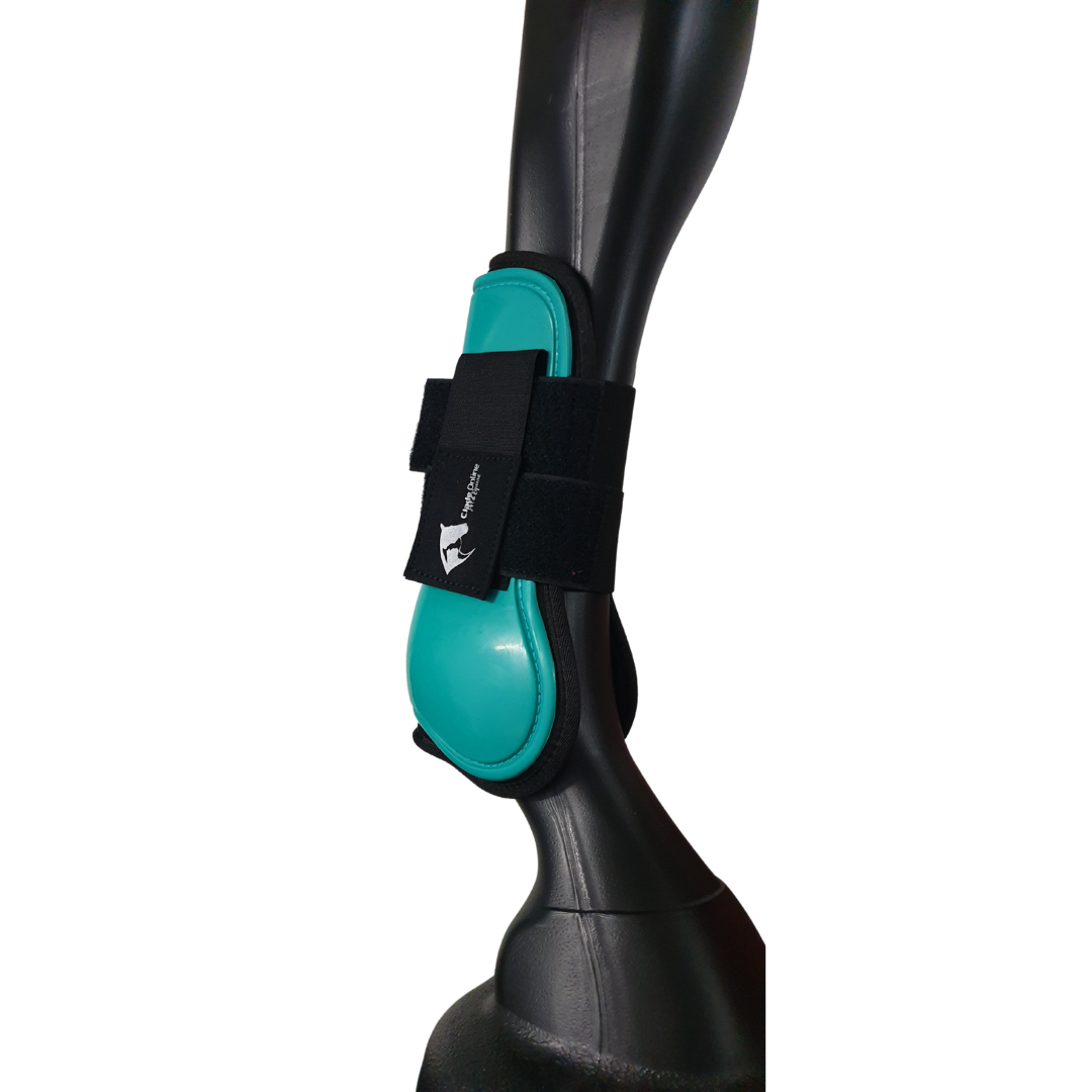 Turquoise Open Fronted Tendon Boots