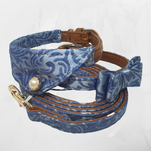 Deluxe Bow Tie Collar - Blue Swirl